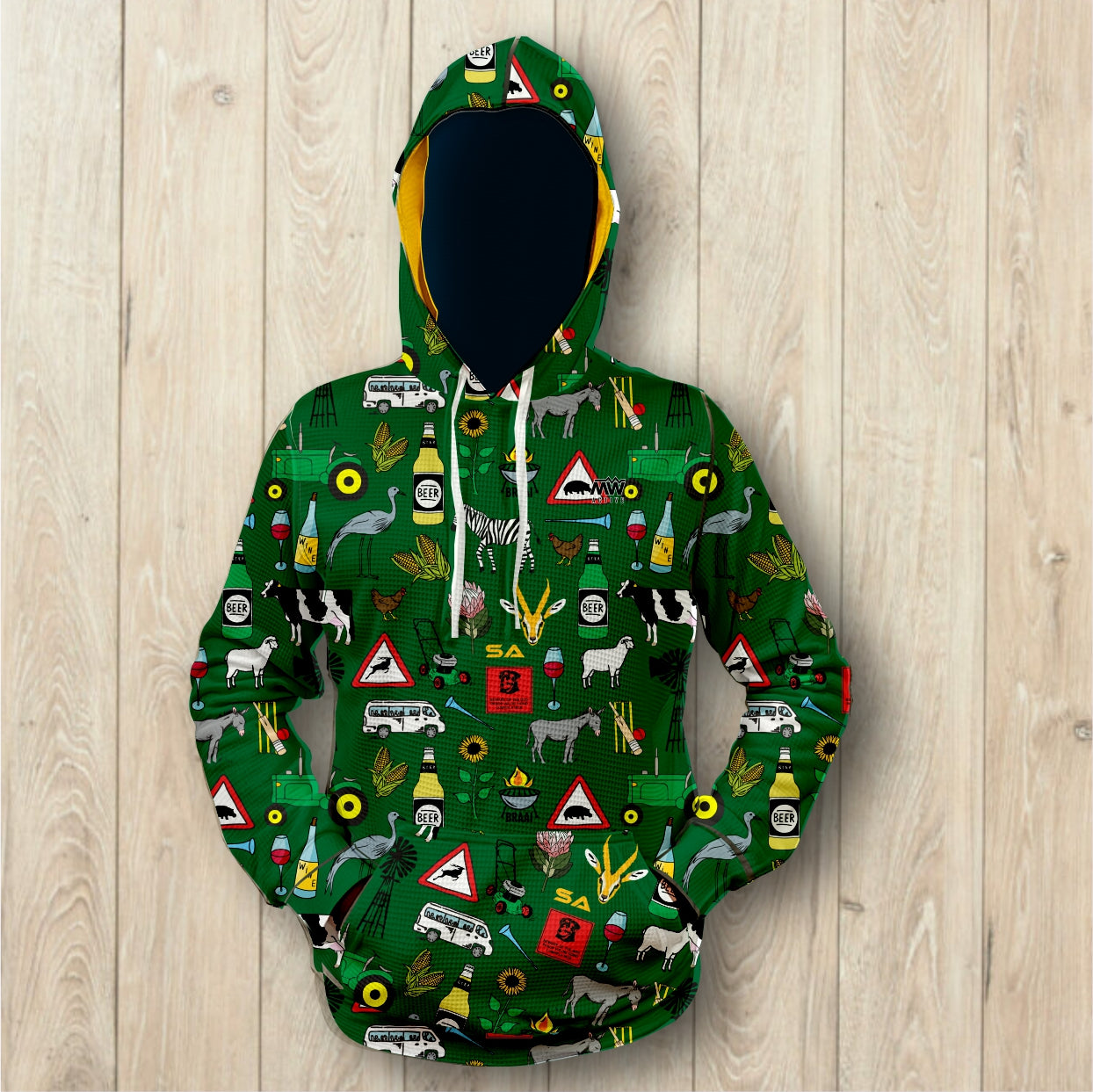 Iconic 44 Klub - Green & Gold - Unisex Waffle Hoodie