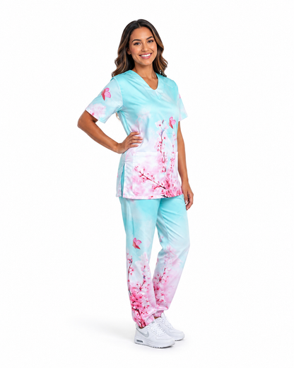 Scrub Set Unisex (Top + Pants) – Cherry Blossom