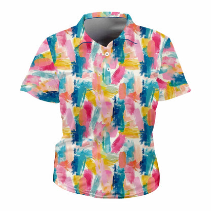 Pastel Brush Strokes Ladies Golf Shirts (3759)