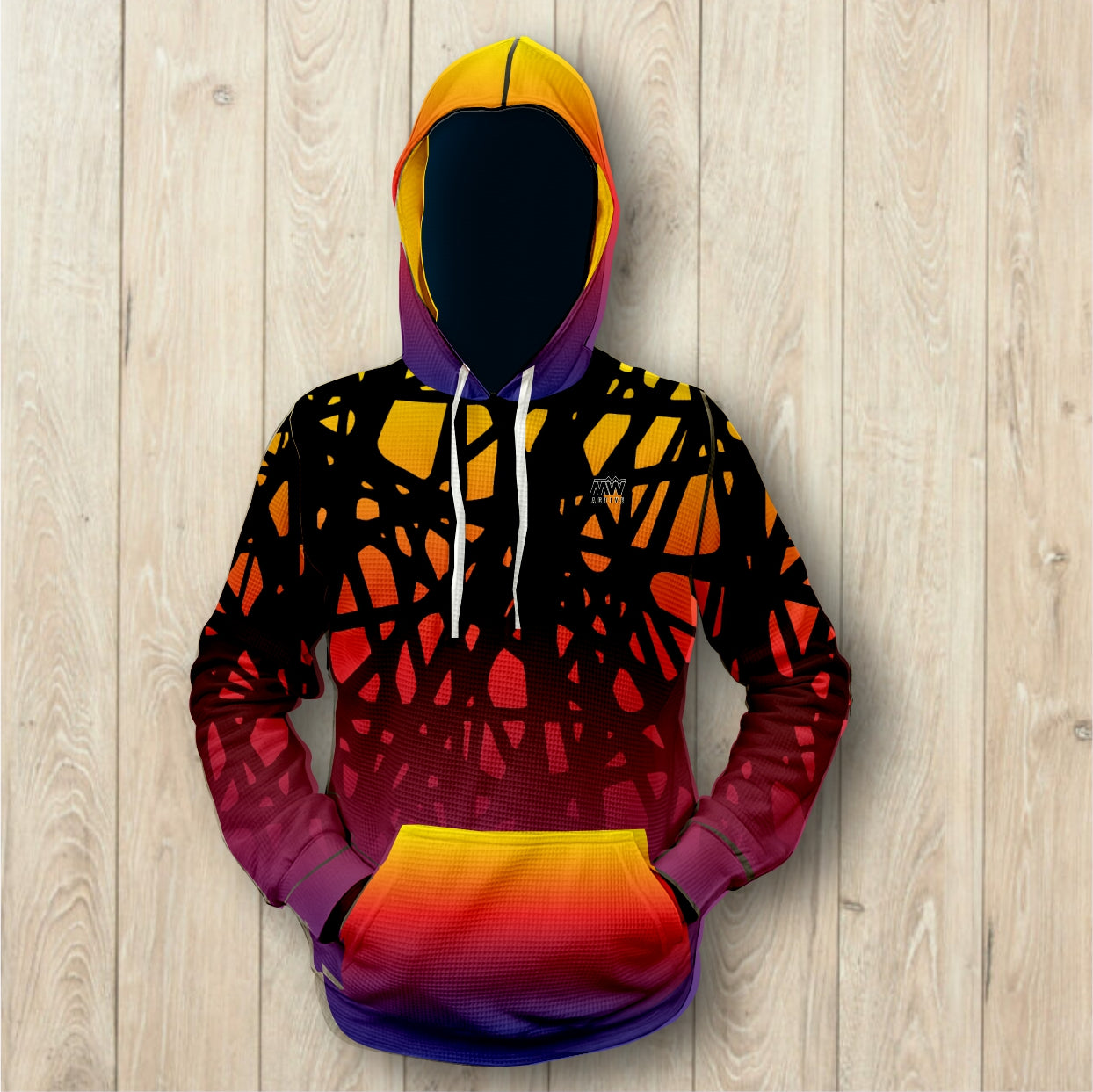 Neon Web - Unisex Waffle Hoodie (2889)