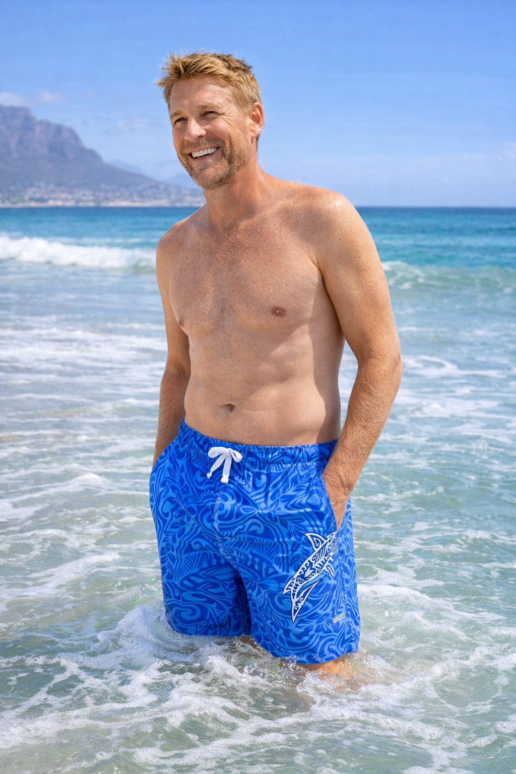 TRIBAL SHARK  LASERCUT PERFORMANCE FISHING SHORTS / SWIM SHORTS