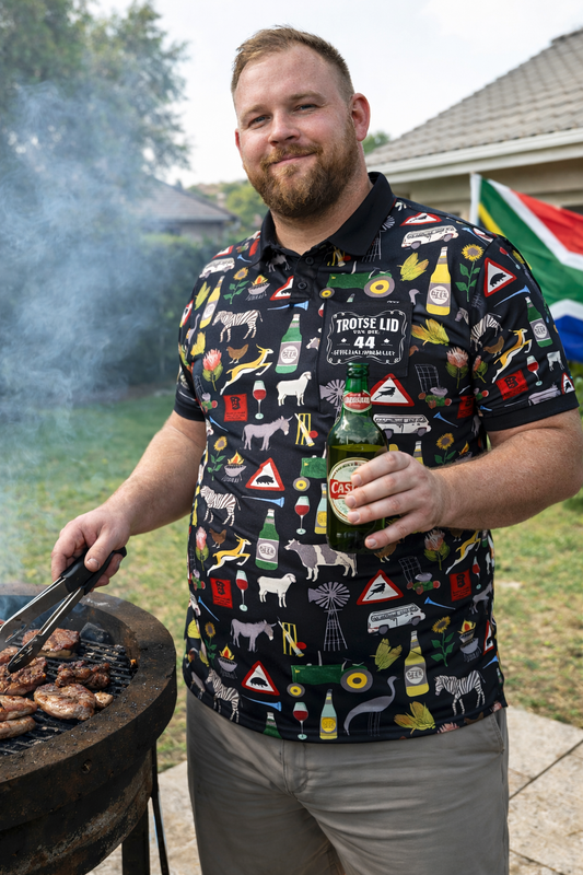 44 Suid Afrika - Black Printed Golf Shirt (3467)