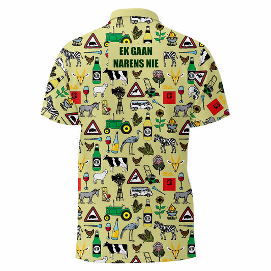 44 Ek Gaan Nerens Nie - Suid Afrika - Beige Printed Golf Shirt
