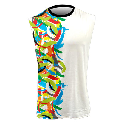 MW Active - Training, Dry Active Vest - Brushstrokes Half White