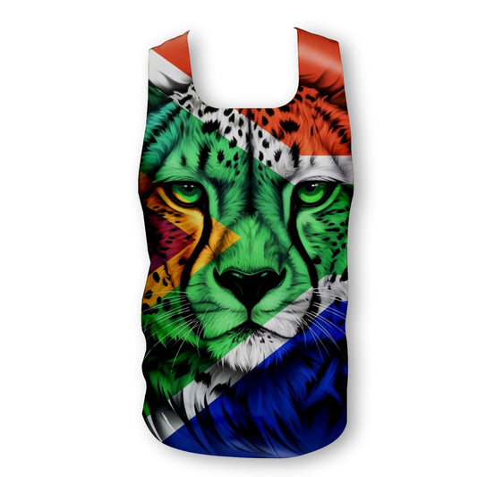 South African flag Cheetah black - Men's Seamless Performance Running Vest