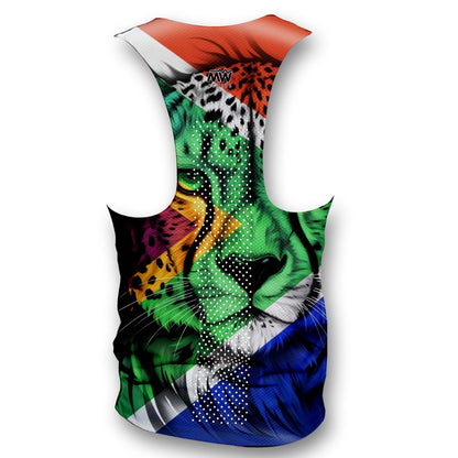 South African flag Cheetah black - Men's Seamless Performance Running Vest (3852)