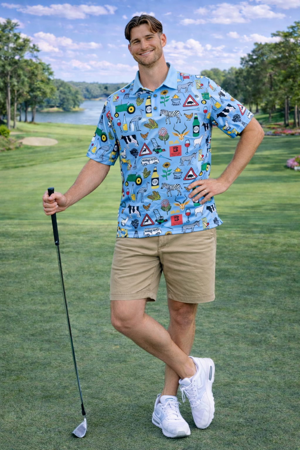 44 Suid Afrika - Light Blue Printed Golf Shirt (3467)