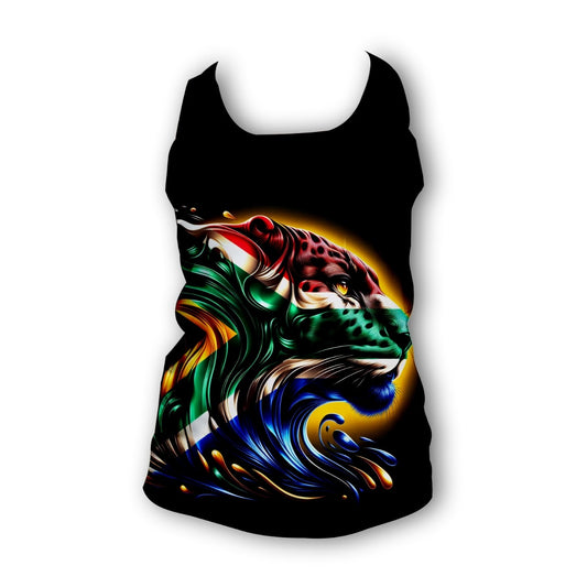 South African flag Leopard - Ladies Seamless Performance Running Vest