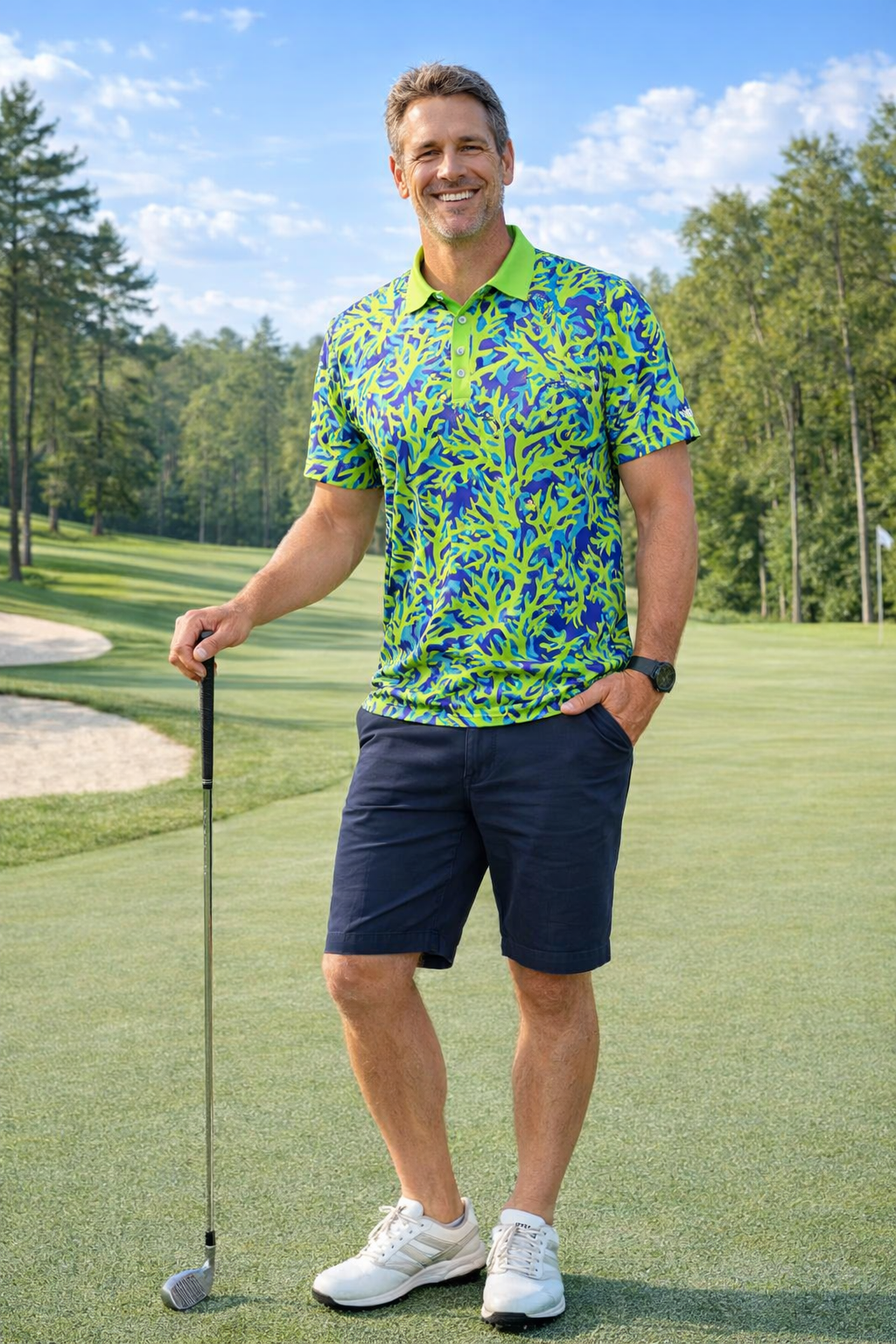 Green Coral Golf Shirt