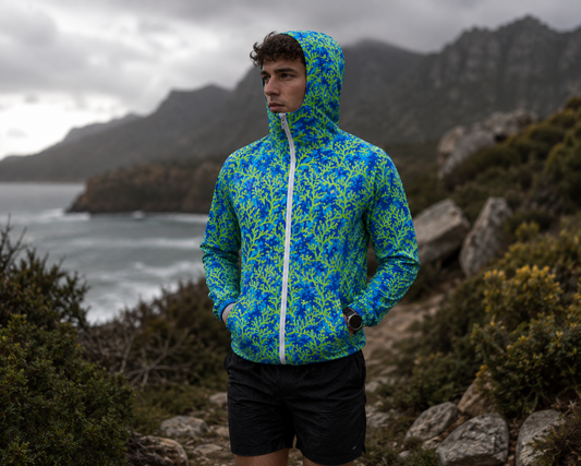 Unisex Packable Run Shell - Green Coral