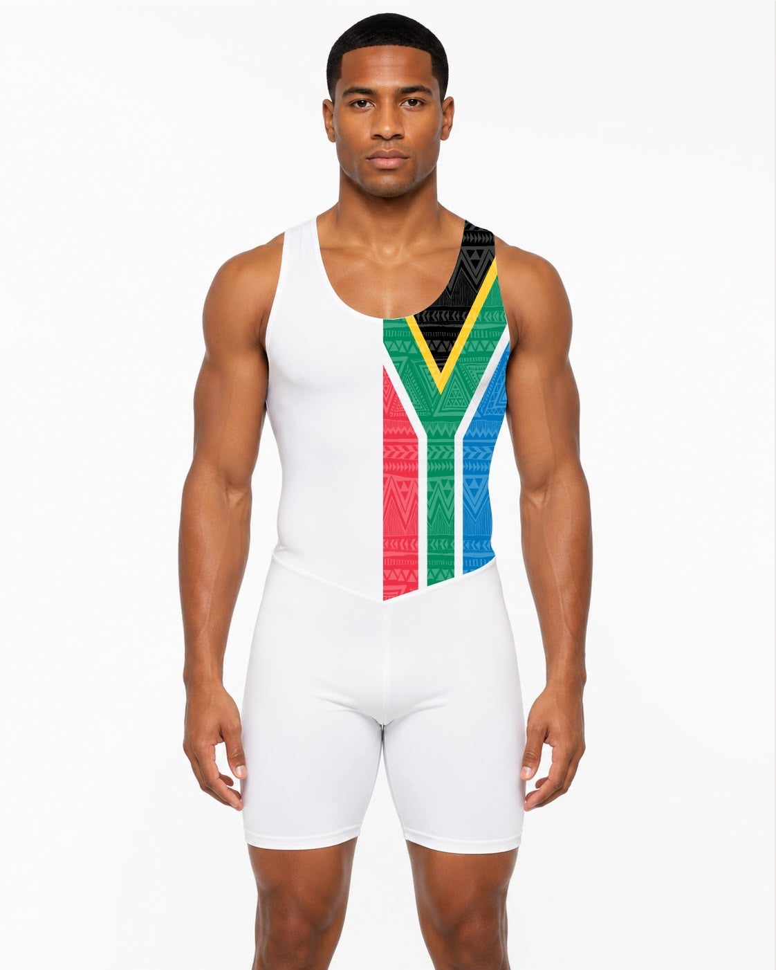 Men's Rowing Unisuit - South African Flag White Panel
