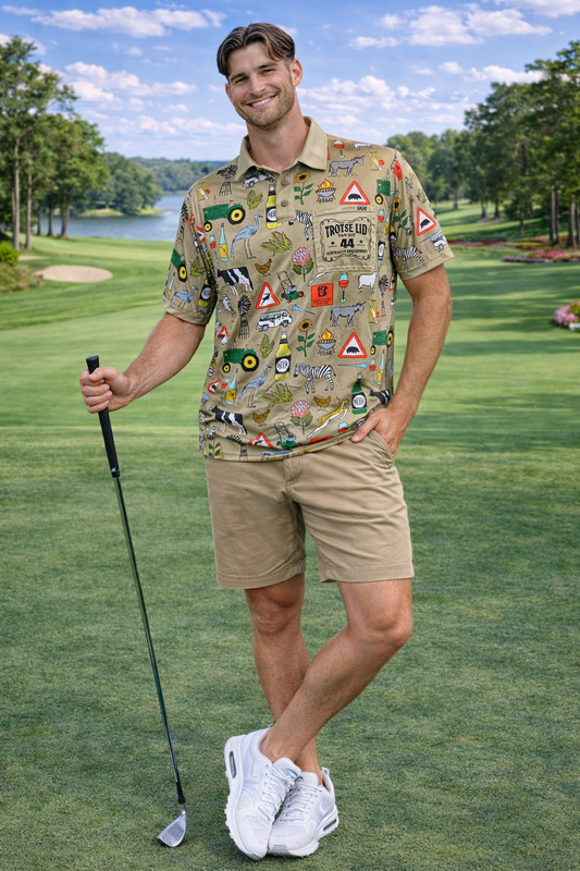 44 Suid Afrika - Khaki Printed Golf Shirt (3467)