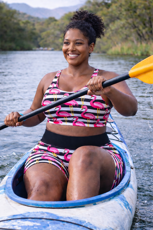 Female Flamingo run/paddle/swim reversible Crop Top (3083)