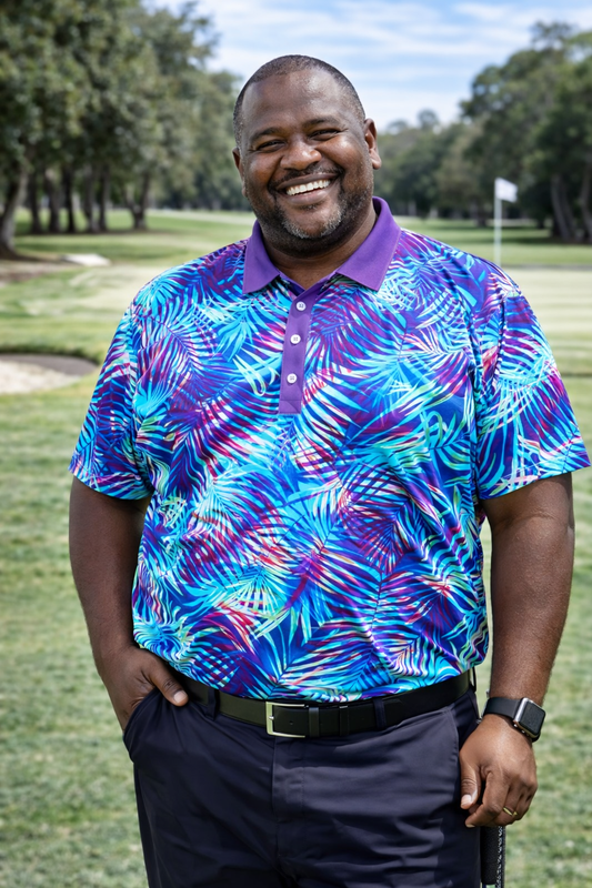 Blue Palm Golf Shirt