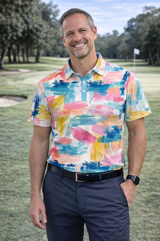 Pastel brush strokes Golf Shirt (3759)