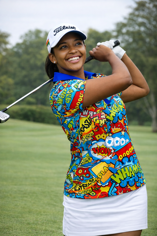 Women's Golf Shirt – Boom Bang Wham | Martin West Designs