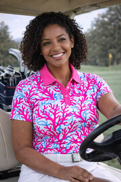 Ladies Golf Shirt – Sea Coral