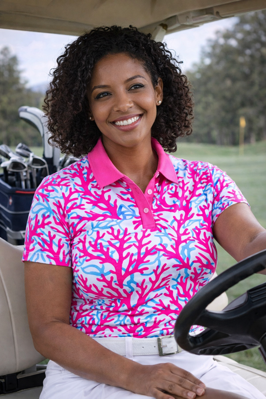 Women's Golf Shirt – Sea Coral | Martin West Designs