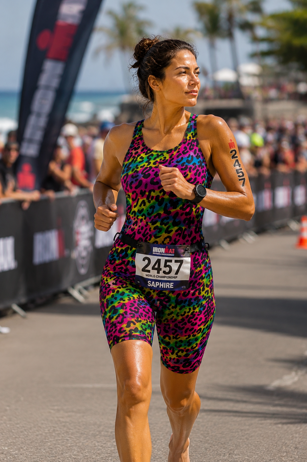 Women's Kneeskin Swimsuit - Psychedelic Animal