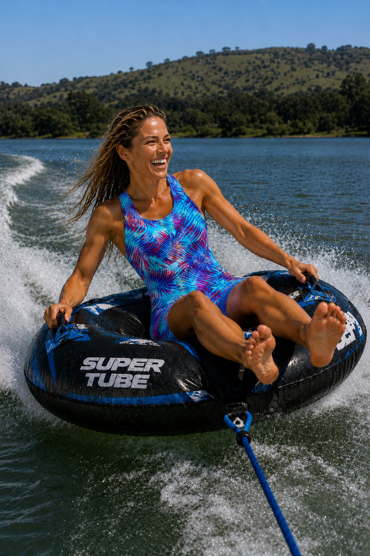 Women's Kneeskin Swimsuit - Blue Palm