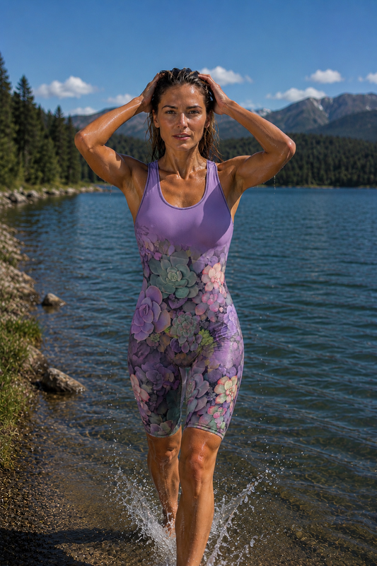 Women's Kneeskin Swimsuit - Succulent