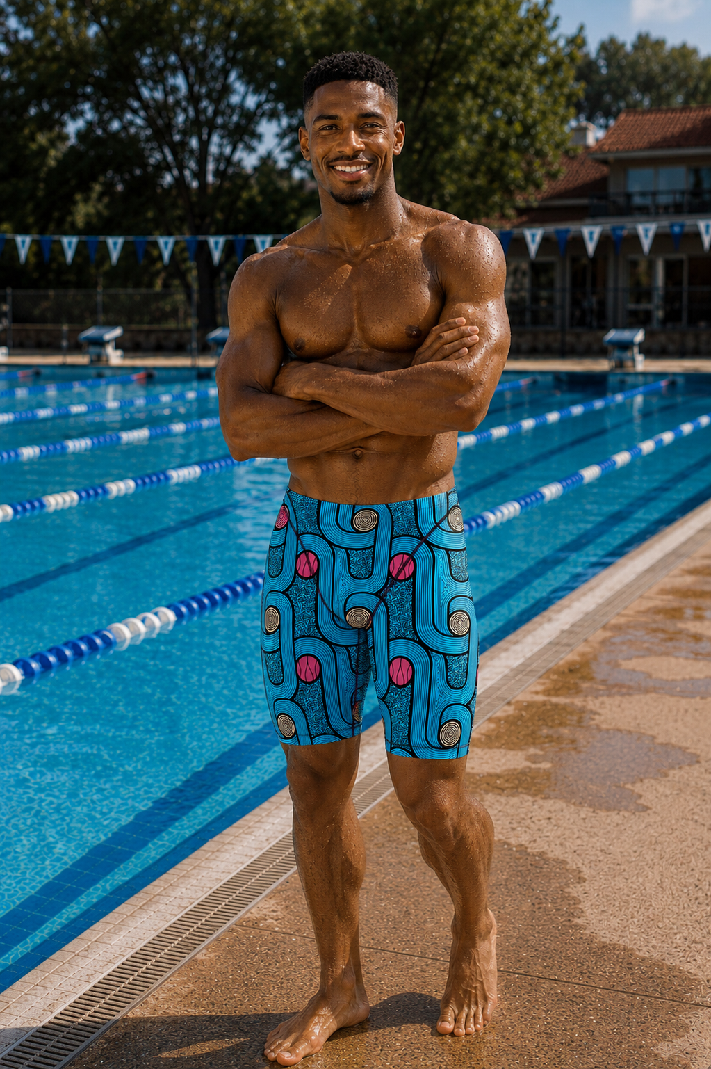 Men's Jammer Swimsuit - Blue Shweshwe