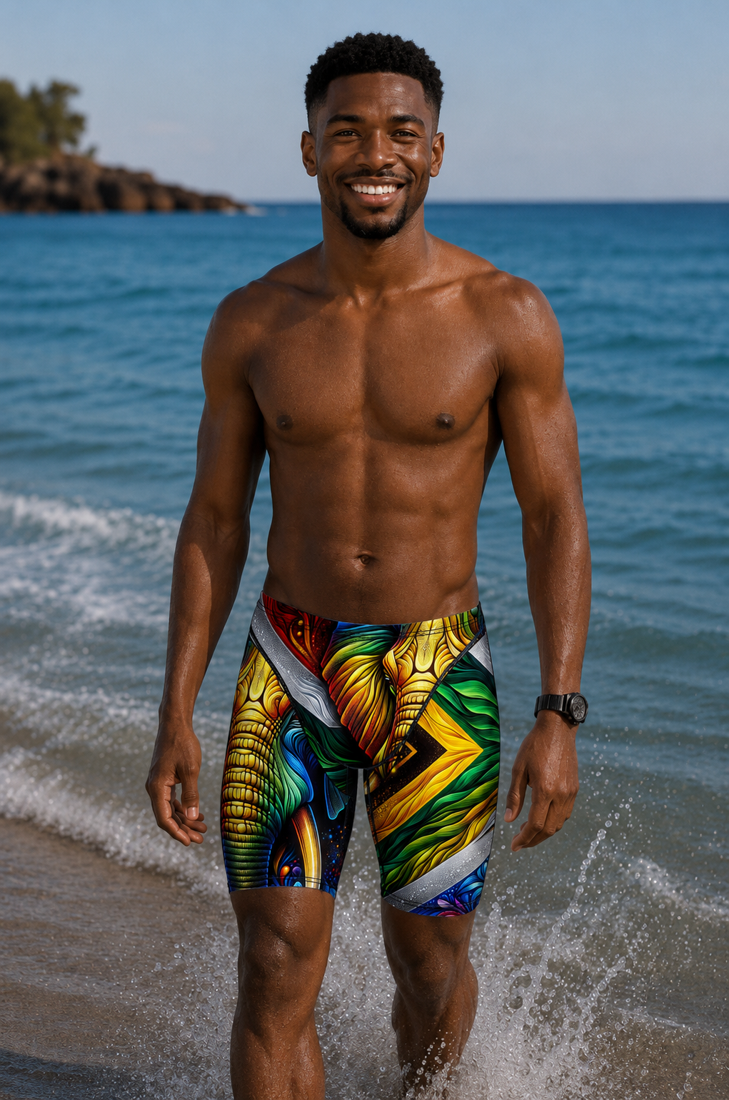 Men's Jammer Swimsuit - South African Flag Elephant (3881)