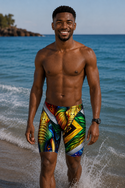 Men's Jammer Swimsuit - South African Flag Elephant (3881)