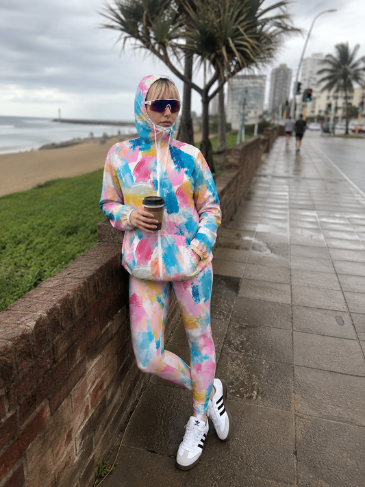 Unisex Packable Run Shell - Pastel Brush Strokes (3759)