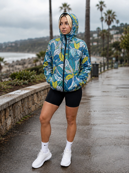 Unisex Packable Run Shell - Blue Banana Leaf (3459)