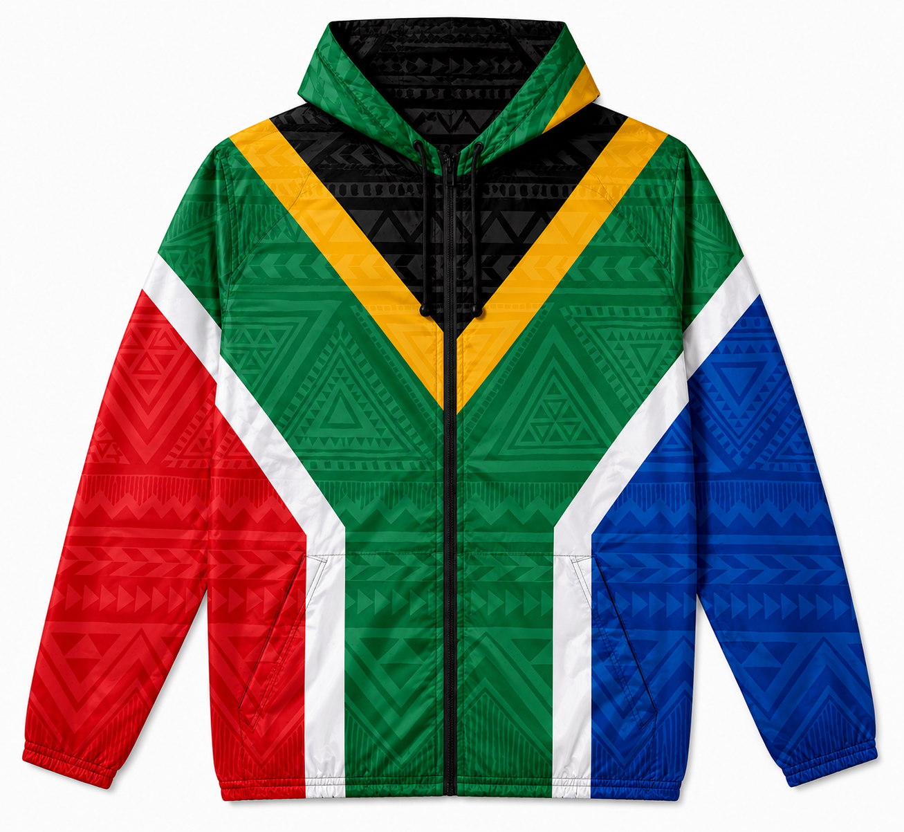 Unisex Packable Run Shell - South African Flag