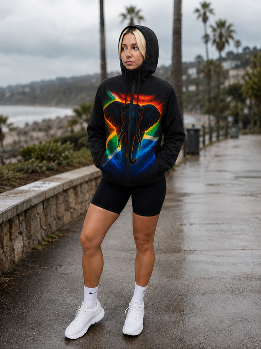 Unisex Packable Run Shell - South African Flag Elephant (3881)