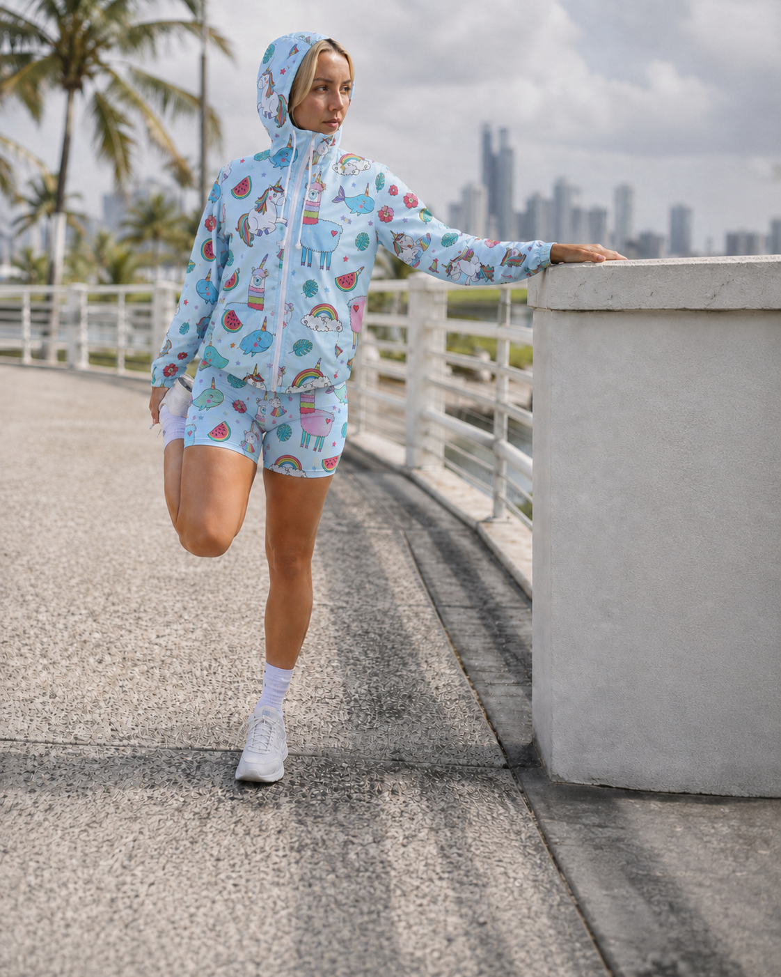 Unisex Packable Run Shell - Unicorns Llamas & Rainbows