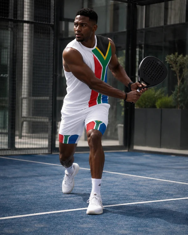 Men's 2-in-1 Run Short with Pocket Tights - South African Flag White Panel