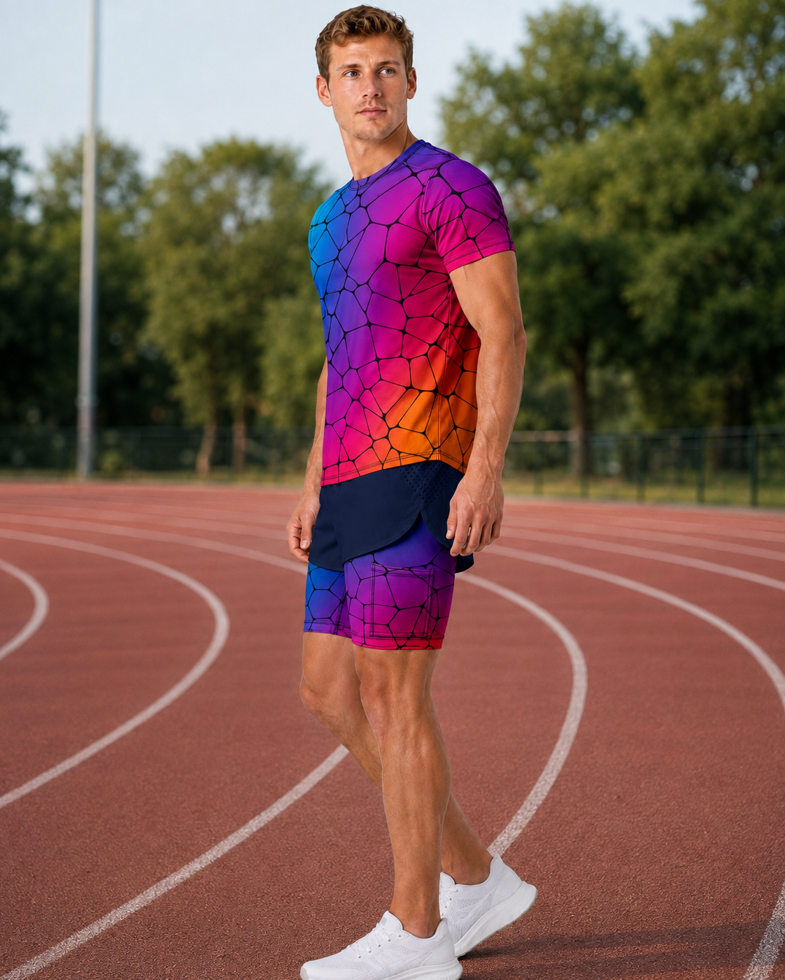 Men's 2-in-1 Run Short with Pocket Tights - Stained Glass