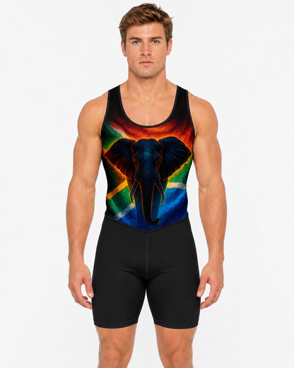 Men's Rowing Unisuit - South African Flag Elephant Black