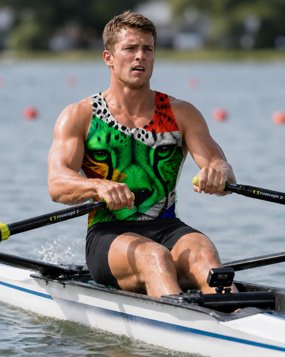 Men's Rowing Unisuit - South African Flag Cheetah Black