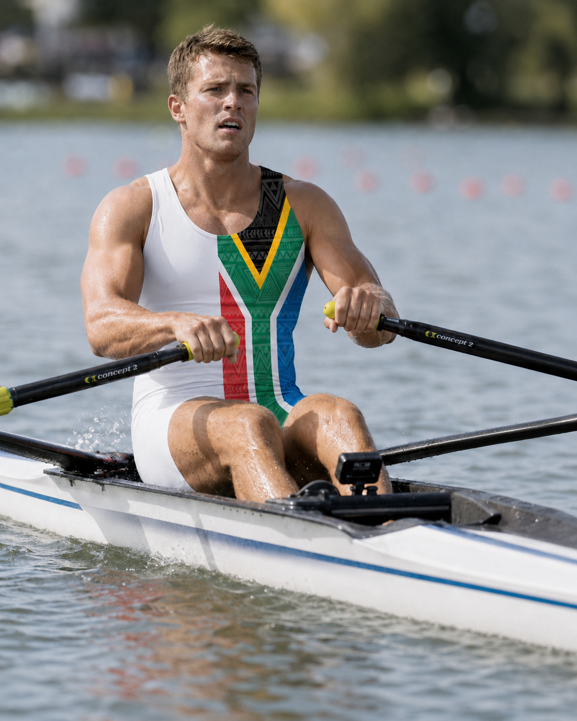 Men's Rowing Unisuit - South African Flag White Panel