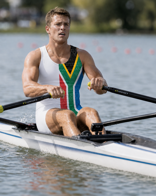 Men's Rowing Unisuit - South African Flag White Panel