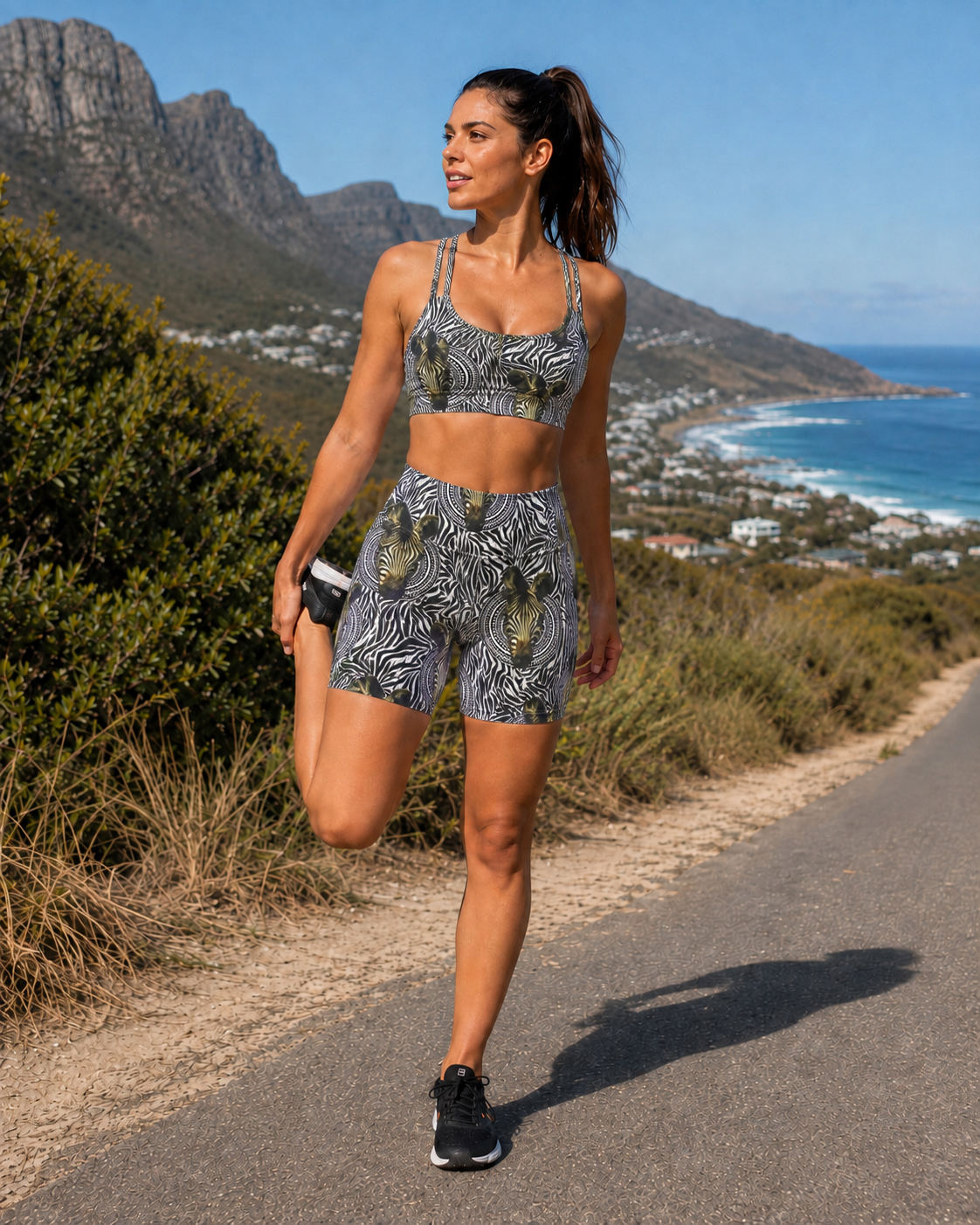 Women's High-Waisted Athleisure Bike Shorts – UThozulu Zebra