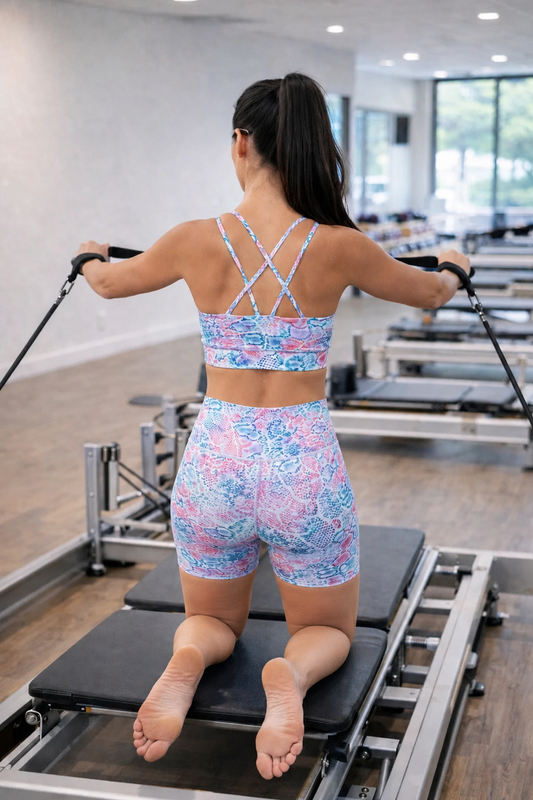 Women's High-Waisted Athleisure Bike Shorts – Rainbow Snakeskin