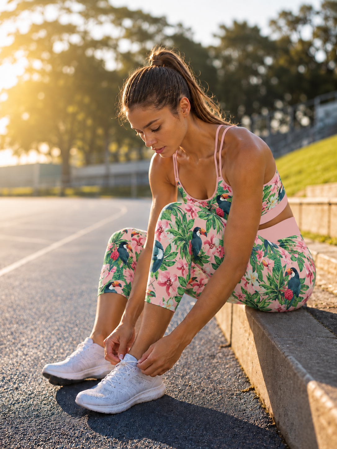 Women's Athleisure Double-Strap Crop Top – Garden of Eden – Alpha & Omega