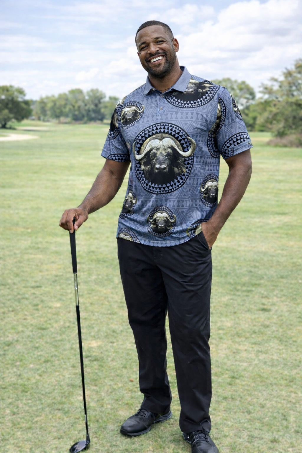 BUFFALO inyathi UTHOZULU Printed Golf Shirt