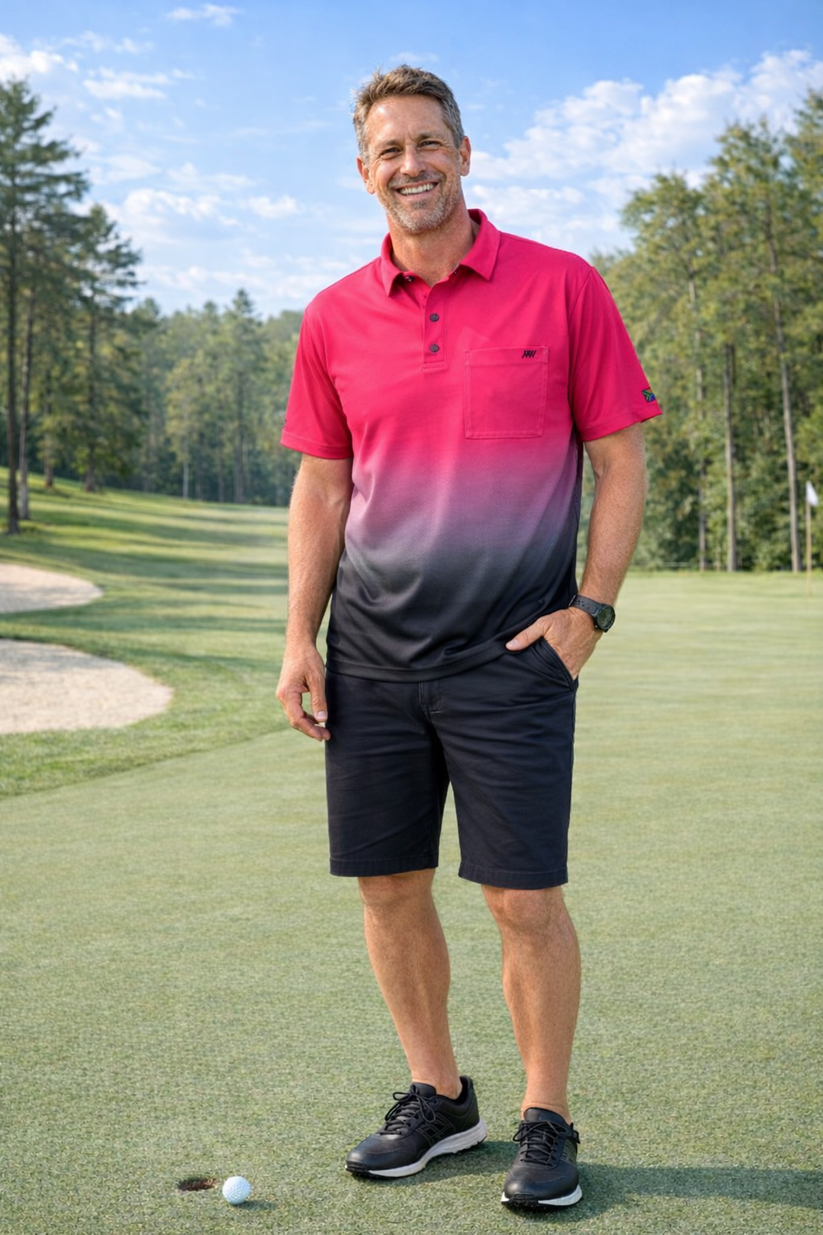 Men's Golf Shirt – Magenta Ombre | Martin West – Martin West Designs