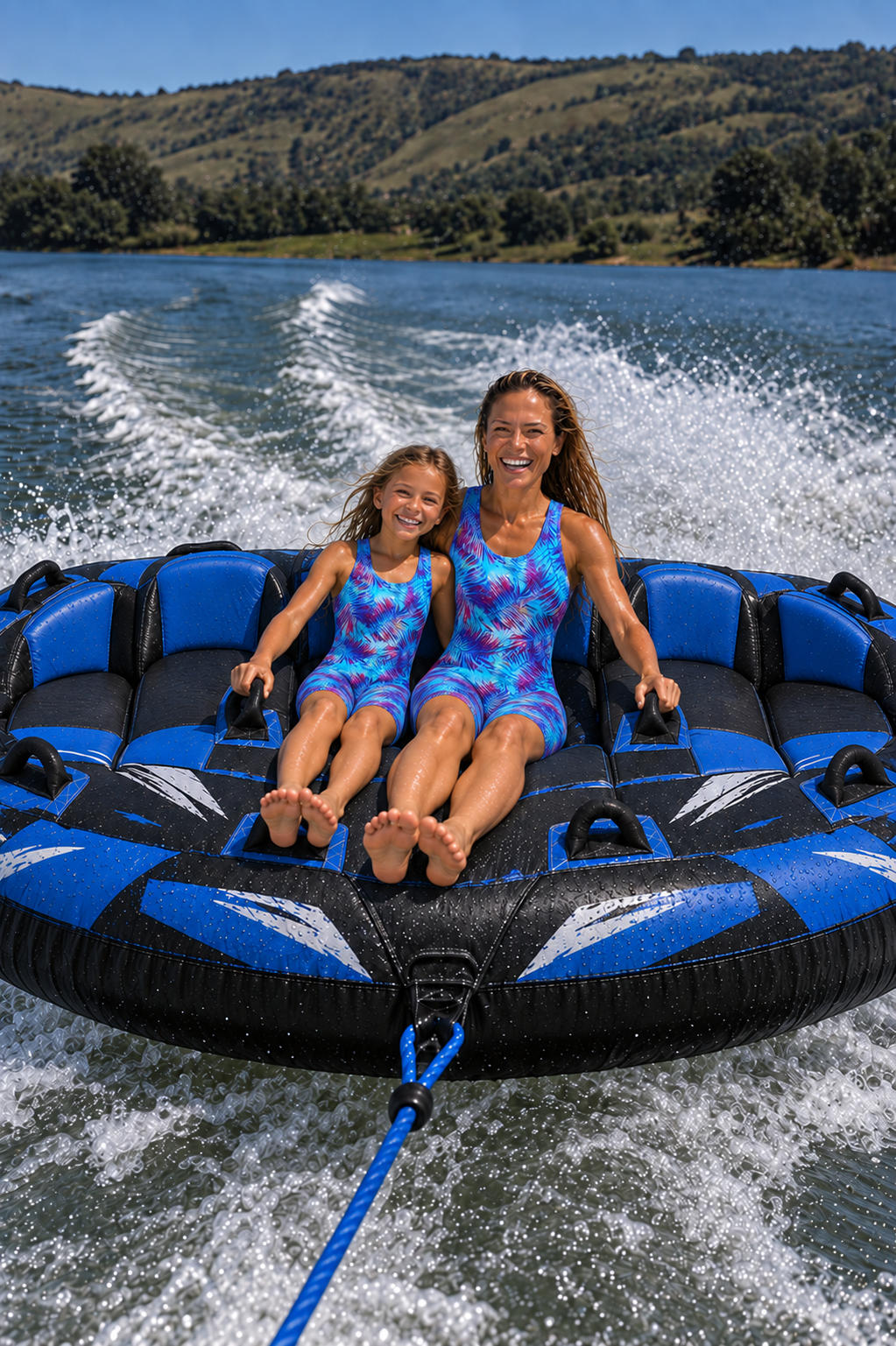 Girls' Kneeskin Swimsuit - Blue Palm