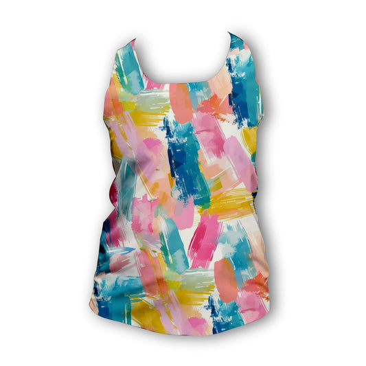 Pastel Brush Strokes - Ladies Seamless Performance Running Vest
