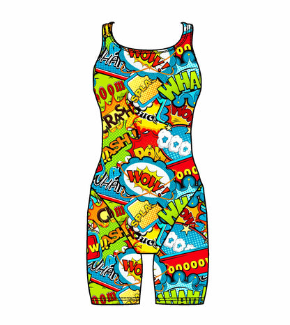 Women's Kneeskin Swimsuit – Boom Bang Wham Print | Martin West Designs