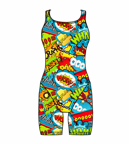 Women's Kneeskin Swimsuit – Boom Bang Wham Print | Martin West Designs