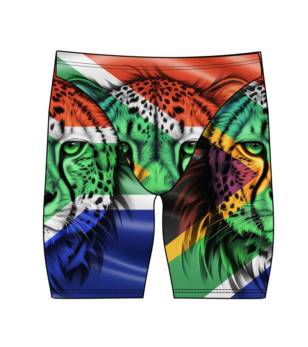 Male Jammer Swimsuit - South African Flag  Cheetah