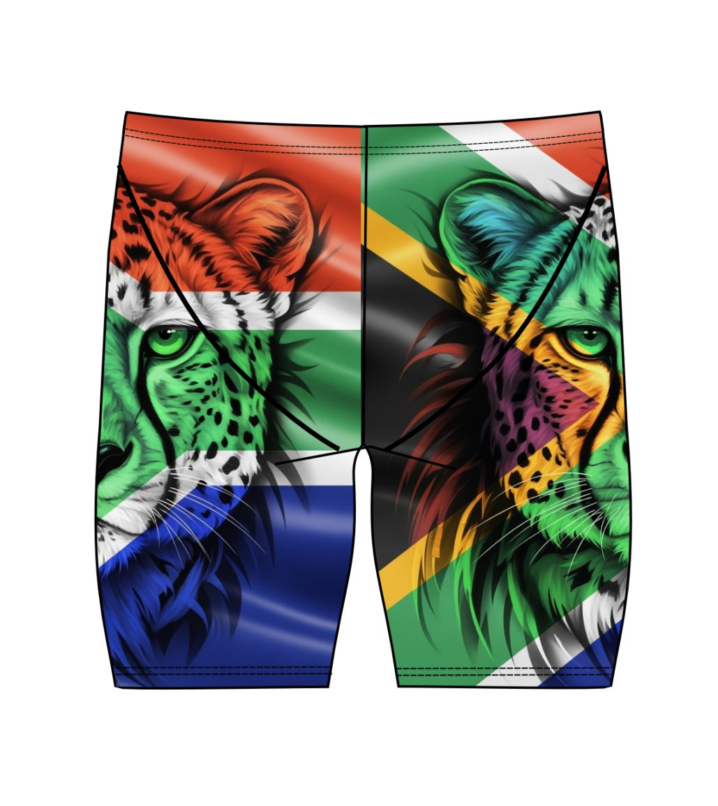 Male Jammer Swimsuit - South African Flag  Cheetah